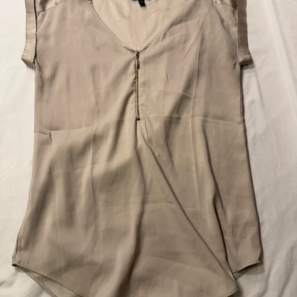 Express Beige V-Neck Blouse